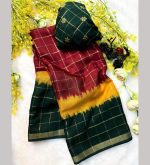 Soft cotton silk chexs sarees with pen kalamkari design