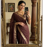 Viscose Temple Border with Chex design Saree with Meena blouse